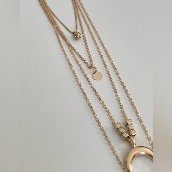 Dainty 4-Layered Gold-Tone Moon Charm Chain Necklace - Picture 10 of 12